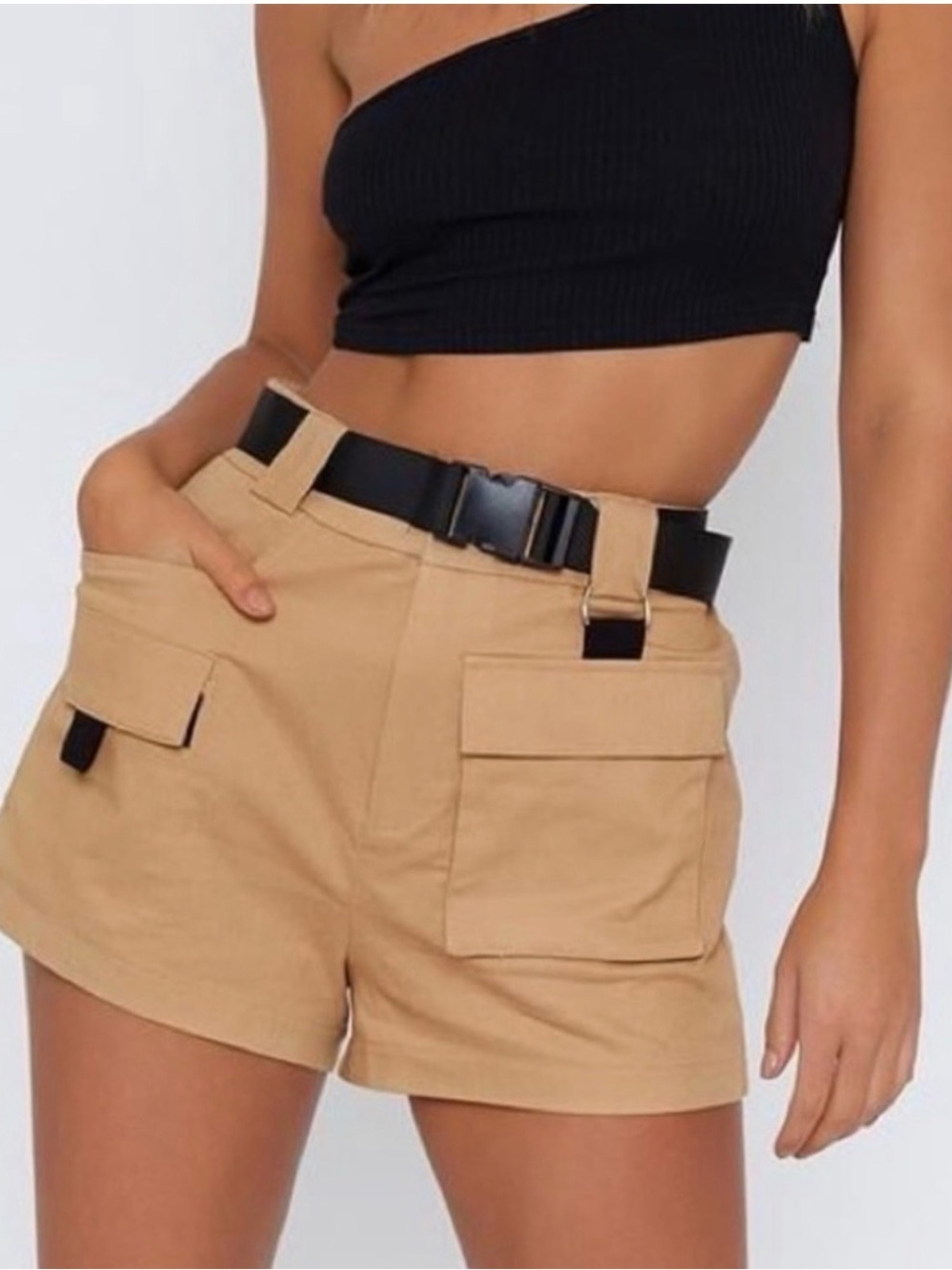 I.AM.GIA. Harper Belted Cargo Short in Tan